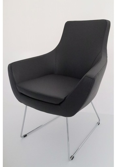 Fahren Siyah Deri Rahat Küçük Ofis Lobi Bekleme Koltuğu