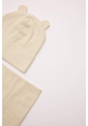 DeFacto Erkek Bebek 2'li Takım Fitilli Kaşkorse Bere Boyunluk C8548A524WNBG305 Bej