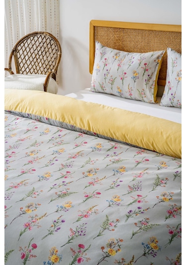 Begonvil Çift Kişilik Nevresim Takımı Pamuklu MAVI