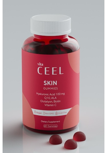 VitaCeel Cilt Vitamini Çiğnenebilir Vegan Gummy, Hyaluronic Acid, Vitamin C, Glutatyon, Q10, Ala, Biotin