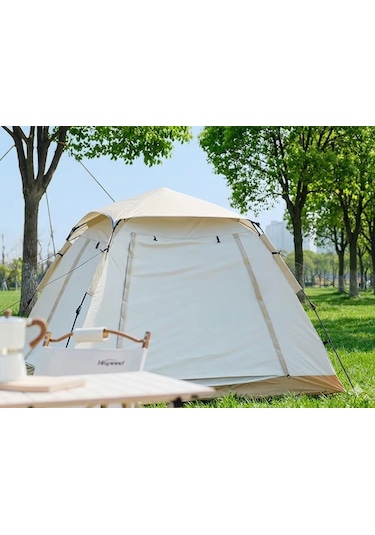 Tam Otomatik Tenteli 4-5 Kişilik Kamp Çadırı 240x240x155 Cm Krem
