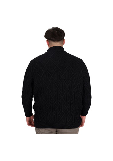 Mode Xl Büyük Beden Erkek Kazak Yarım Balıkçı Yaka Infınıty 24212 Siyah Siyah