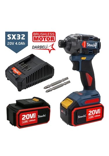 Stechend SX32-2x4.0 Çift Akülü 20 V 4 Ah Kömürsüz Darbeli Vidalama