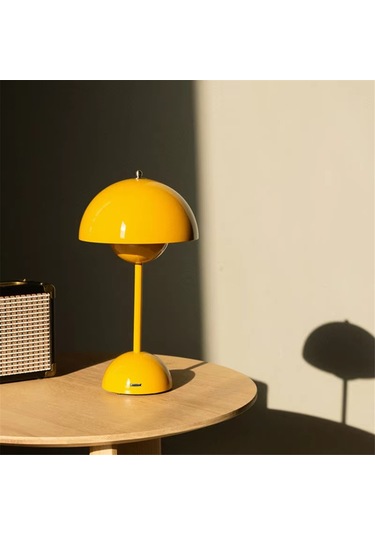 Mantar Çiçek Tomurcuğu Şarj Edilebilir Led Masa Lambası Masa Gece C Sarı