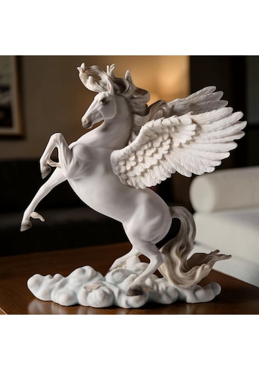 Dekoratif Pegasus At Biblo Wise Veronese Mitolojik Kanatlı At Poliresin Obje 28 Cm .