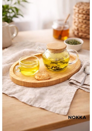 Bambu Oval Sunum Tabağı, Servis Tepsisi, Ahşap Tepsi 14x25 Cm Renksiz