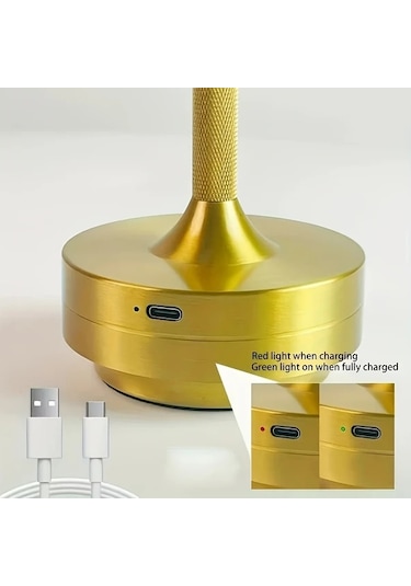 Boatshop1 Altın Usb Led Masa Lambası Modern Üç Renkli Ayarlanabilir Ortam Işığı Dahili Pil 36v Oda Parti Dekor Gece Lambası Altın