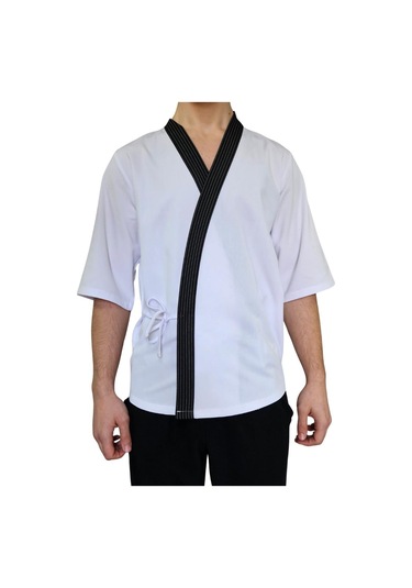 Formteks Sushi Şef Kimono Ceketi Beyaz Çizgili Kırmızı