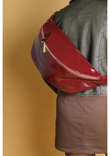 Venta Bordo Rugan Kadın Büyük Bel Çantası Bordo