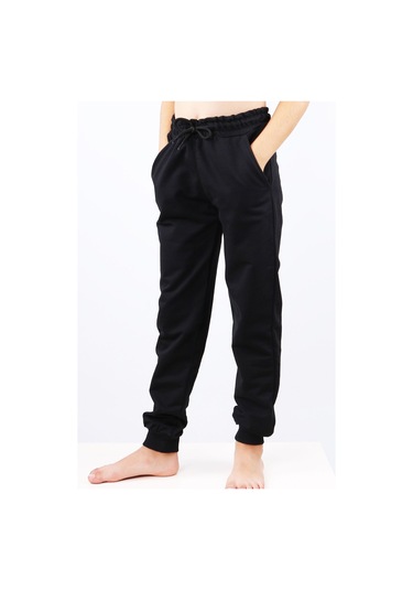 Çocuk Unisex Okul Eşofman Altı Ribanalı C8 Siyah