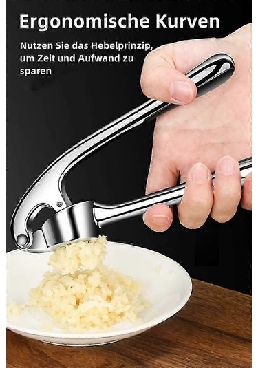 Kolay Pres Saplı Sarımsak Presi Mutfak Aleti - Daha Fazla Sarımsak Ezmesi Çıkarmak İçin Sarımsak Doğrayıcı Alet - Kolay Temizlenen Sarımsak Presi - Gümüş Siyah