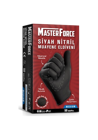 HAS-PET MASTERFORCE SİYAH ELDV. ORTA BOY 50 Lİ
