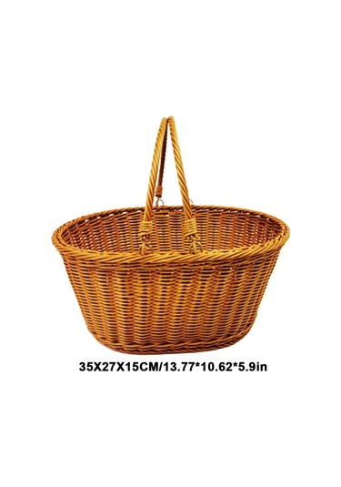 Xiaaokeji El Yapımı Saplı Taklit Rattan Piknik Sepeti Diğer