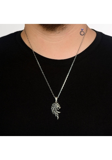 925 Ayar Gümüş Aslan Figürü Erkek Kolye 552743967
