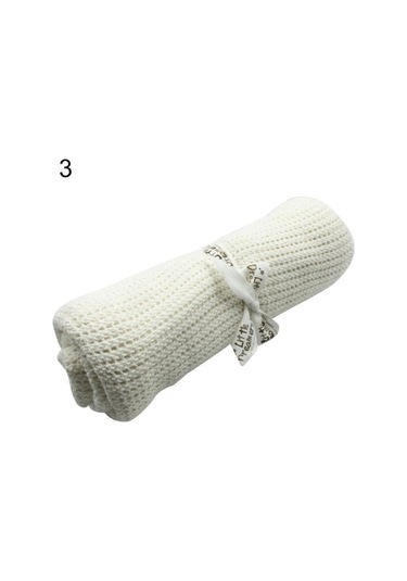 Açık Mavi Bebek Yenidoğan Yumuşak Sıcak Pamuk Düz Renk Örme Tığ Dikdörtgen Battaniye Açık Mavi