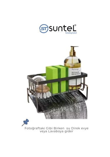 Suntel Tezgah Üstü Sıvı Sabunluk Ve Süngerlik Beyaz