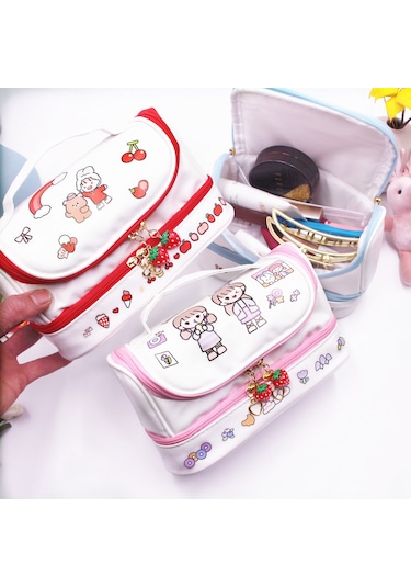 Aurora Öğrenci Kalemçantası Büyük Kapasiteli Makyaj Saklamaçantası Kırmızı