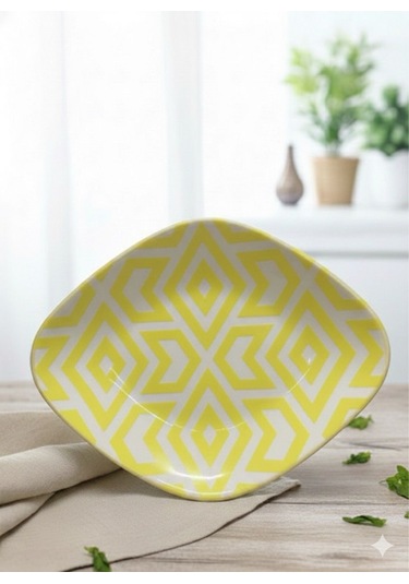 Tulu Porselen 19 Cm Mrt Kayık Tabak Dbsarı Kilim D Sarı