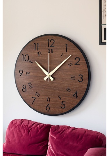 Dekoratif Yeni Modern Menkalinan Ahşap Duvar Saati 48cm Siyah