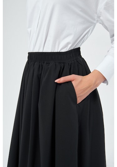 Volanlı Uzun 94cm Etek 1170 Siyah