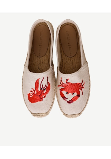 Yargıcı Yengeç Nakış İşlemeli Espadril 26ykay4030x 006 Ekru