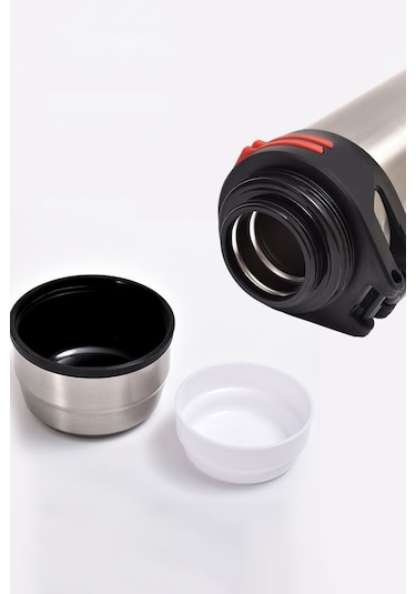 304 Çelik CİN488GR Vakumlu Kamp Piknik Büyük Askılı Termos Siyah 2 L