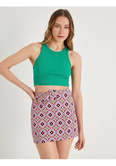 Koton Basic Crop Atlet Halter Yaka Pamuklu Yeşil 2sak10413ek Yeşil