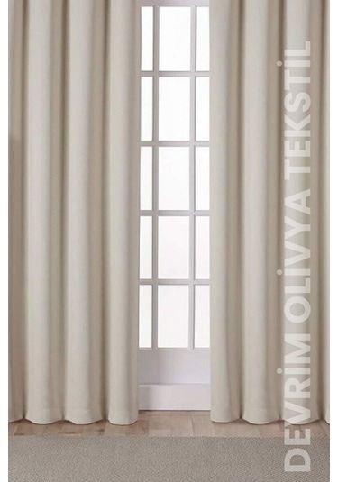 Devrim Olivya Tekstil Lüks Krem Saten Perde 1. Kalite Dikim Güneşlik - Her Ölçü Mevcut En X Yükseklik Krem