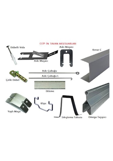 30x30 Clip-in Metal Asma Tavan Tam Takım Alüminyum Sistemi 8 M2 8 M2