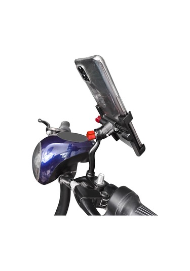 Qingmipy Motor Elektrikli Bisiklet İçin Alüminyum Telefon Tutucu, Geribakış Aynası Tipi, 360 Döner, 55-95mm Genişlik, Siyah Sjj-299e