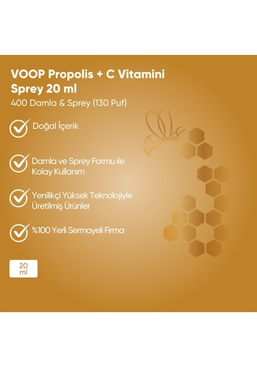 Voop Propolis + C Vitamini Sprey-Damla 20 ML