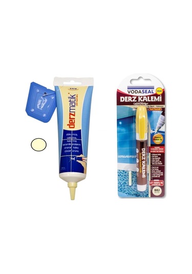 Derzmatik Fayans Arası Derz Dolgu 360 gr Krem + Derz Kalemi Set