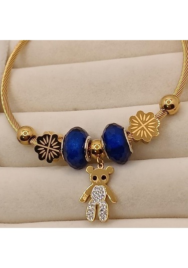 Zirkon Taş Detaylı Charmlı Lüks Çelik Bileklik