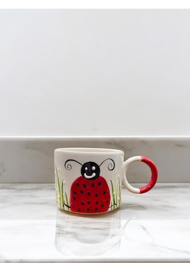 Seramik Kupa Bardak Uğur Böceği Tasarım