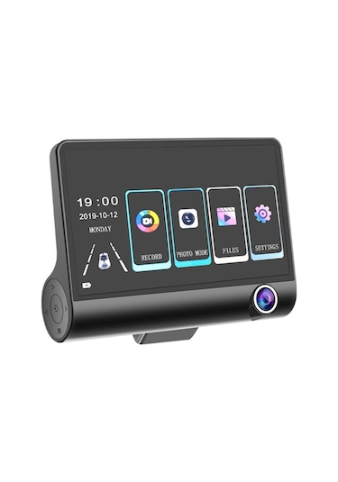 Lemestar Üç Yönlü Araç Kaydedici: Ön+iç+arka Kameralı, Hd Gece Görüşü, Geniş Açı, Geri Vites Görüntüsü, 4 İnç Tuşlu Versiyon