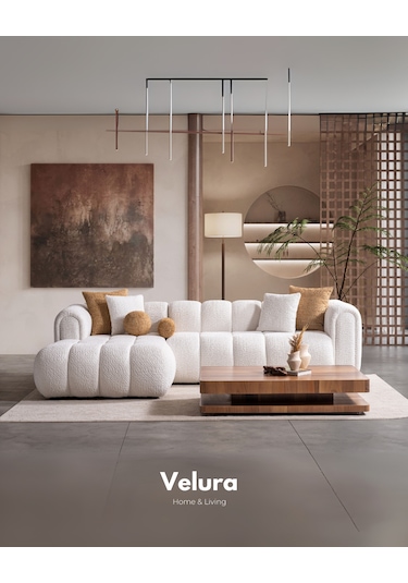 Puffy Premium Uzanmalı Köşe Koltuk Takımı & Oturma Grubu - Krem Krem Köşe