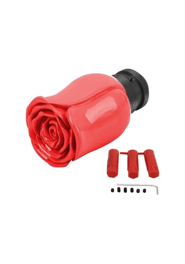 Sones Gül Çiçek Şekilli Evrensel Araç Araba Manuel Otomatik Vites Topuzu Kırmızı