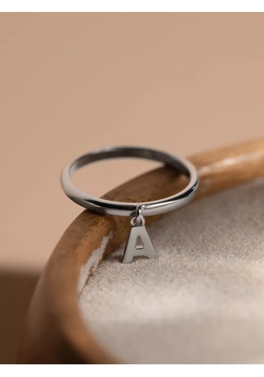 Sılverme Gümüş A Harfi Yüzük 925 Ayar Gümüş 94663274 Gri