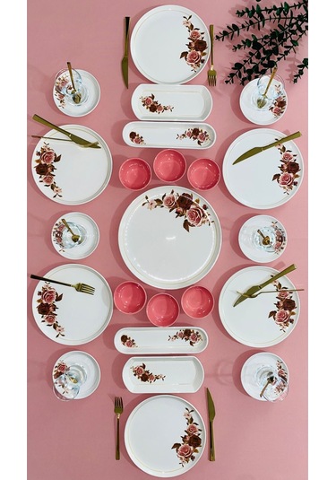Pink Rose Model 6 Kişilik 23 Parça Kahvaltı Takımı Pembe
