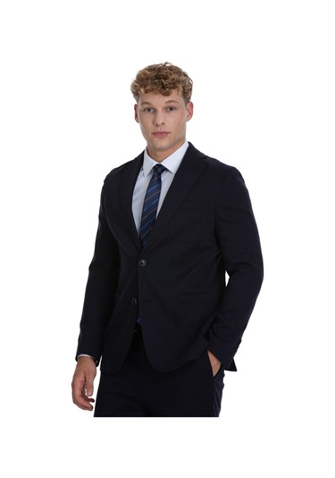 Lacivert Regular Fit Mono Yaka Pamuklu Takım Elbise 34353 Lacivert