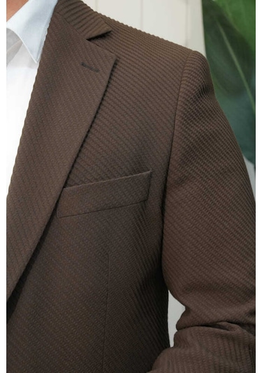 Bys Beystil Sivri Yaka Koyu Kahve Ceket 351- Slim Fit