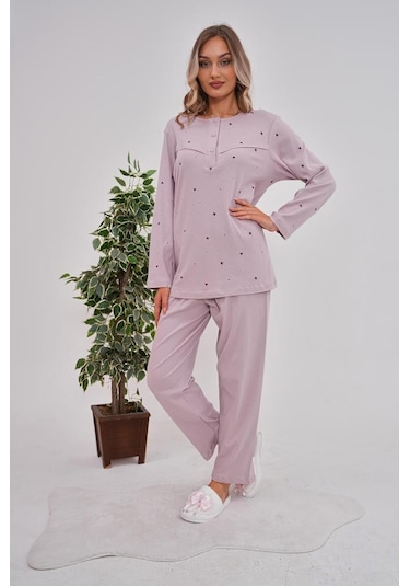Mecit 6150 Bayan Lila Yüzde Yüz Pamuk Büyük Beden Pijama Takımı Lila