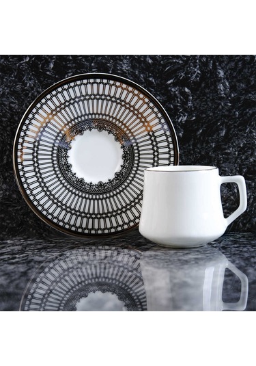 Evaliza Crown Platin 12 Parça 6 Kişilik Kahve Fincan Takımı 80 Ml Platin