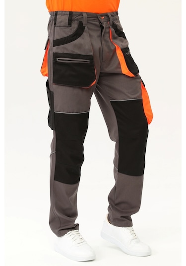 Uniprom İş Pantolonu Lizbon Model Çok Cepli Harman Kumaş Füme