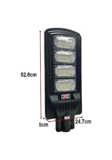 Hightek 300w Solar Sokak Lambası Hareket Sensörlü- Kumandalı Siyah
