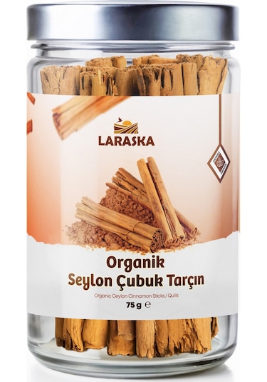 Organik Seylon - Seylan Çubuk Tarçın 75g- Organic Ceylon Cinnamon Sticks 75g Cam