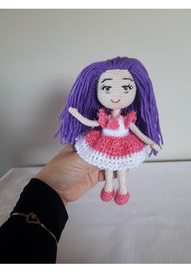 Amigurumi Mor Saçlı Minik Kız Bebek