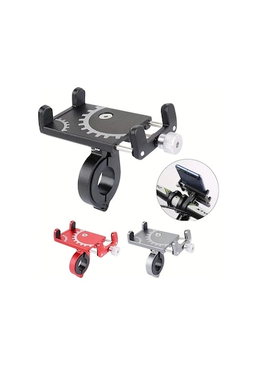 Chuangyinshop Siyah Alüminyum Bisiklet Telefon Tutucu Motosiklet Scooter 3 5 6 5 İnç Siyah