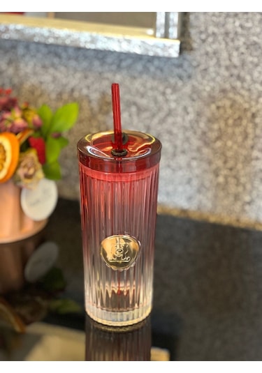Morponi Pipetli Cam Bardak Tekli Pinterest Model Kırmız 450 Ml Kırmızı