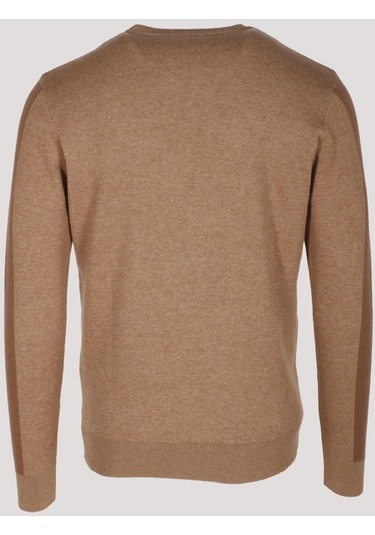 Erkek Triko Camel Bisiklet Yaka Desenli Slim Fit Pamuklu Kazak Ncs Jeans 3740-camel Camel